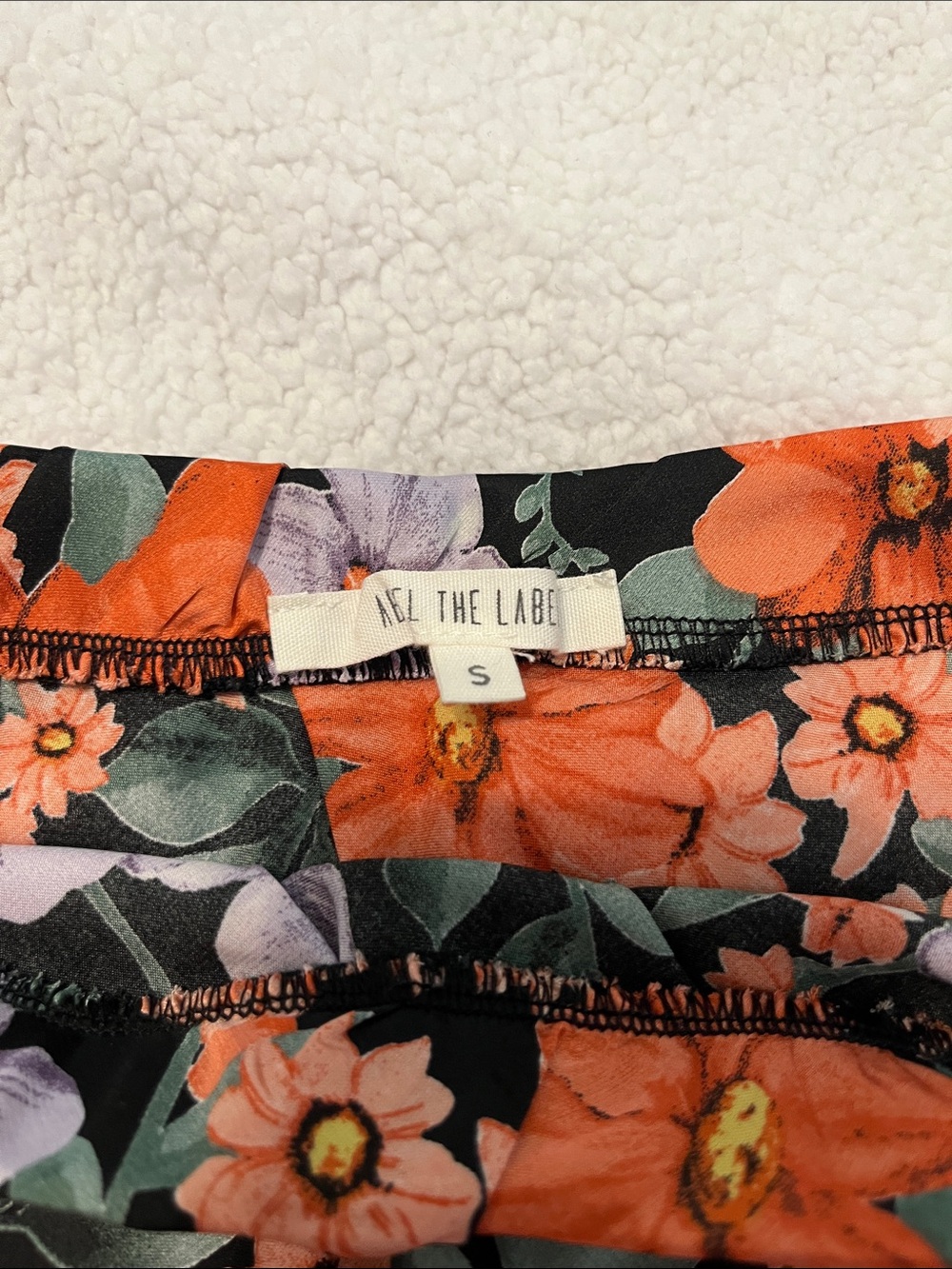 Floral A-Line Maxi Skirt - Black with coral & Lavender Flowers - Picture 3 of 3